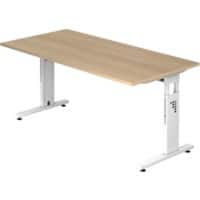 Hammerbacher O-Serie Hoogteverstelbaar Bureau Rechthoekig Eiken Gemelamineerde spaanplaat Wit T-Voet 1.600 x 800 x 650 mm