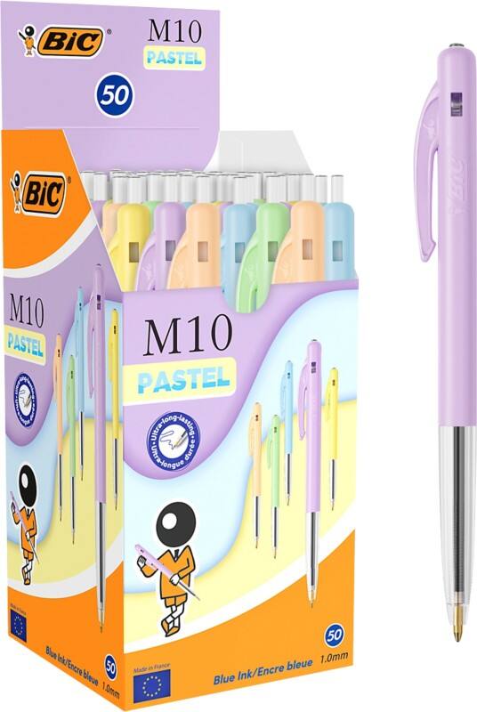 BIC Pastel M10 Intrekbaar Balpen Blauw 0,7 mm Medium Balpen 50 Stuks