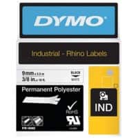 Ruban d'étiquettes IND Dymo Rhino 18482 S0718240 9 mm x 5,5 m Noir sur Blanc