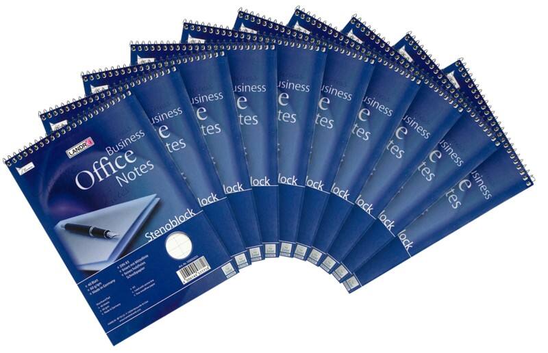 LANDRÉ Office Schrijfblok A5 Gelinieerd Spiraal gebonden Karton Blauw Niet geperforeerd 80 Pagina's Pak 10