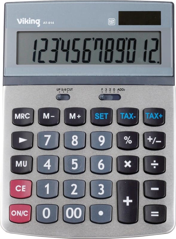 Calculatrice de bureau Viking 12 chiffres Argenté Pile;Solaire AT-814