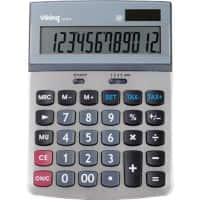 Calculatrice de bureau Viking 12 chiffres Argenté Batterie, solare AT-814