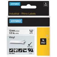Ruban d’étiquettes Dymo IND S0718600 / 18444 Rhino d’origine, en vinyle Autocollant Noir sur blanc 12 mm x 5,5 m
