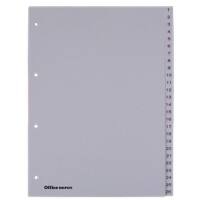 Intercalaires numériques Office Depot polypropylène A4 52 intercalaires 1 à 52 4 trous Gris