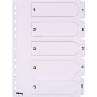 Office Depot Tabbladen A4 Wit 5 tabs 11-gaats Mylar-gecoat karton 1 tot 5