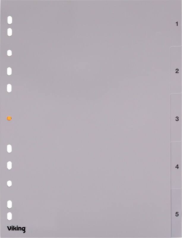 Viking 1 tot 5 Numerieke tabbladen A4 Grijs 5 tabs PP (Polypropeen) 11 Gaten 400195036
