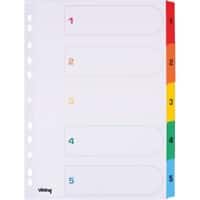 Office Depot Tabbladen A4 Kleurenassortiment 5 tabs 11-gaats mylar-gecoat karton 1 tot 5