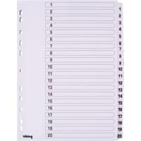 Office Depot Tabbladen A4 Wit 20 tabs 11-gaats mylar-gecoat karton 1 tot 20