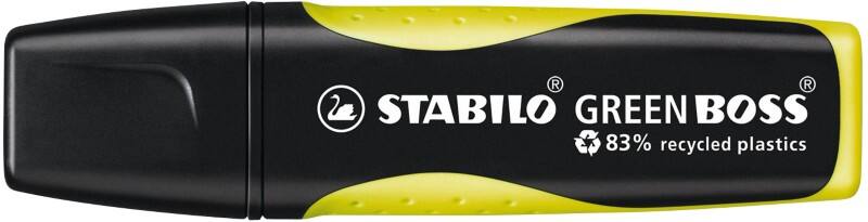 Surligneur STABILO Green Boss Jaune 83% Recyclé Large Biseauté 2 - 5 mm Rechargeable