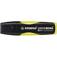 Surligneur STABILO Green Boss Jaune 83% Recyclé  Large Biseautée 2 - 5 mm Rechargeable