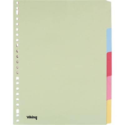 Viking Blanco Tabbladen Recycled 100% A4 Kleurenassortiment 5 tabs Manilla Rechthoekig 23 Gaten 5 Vellen