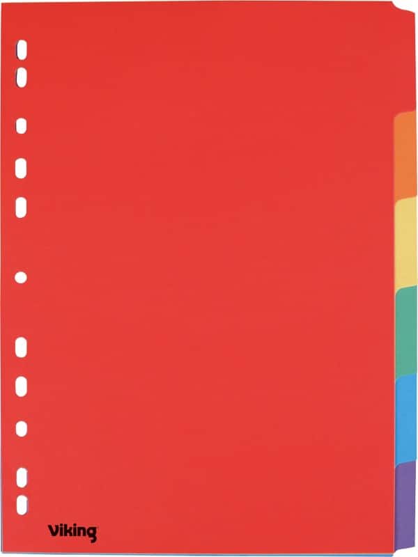 Viking Standard Blanco tabbladen A4 Kleurenassortiment 6 tabs 175 g/m² Manilla 11 Gaten 6 Vellen