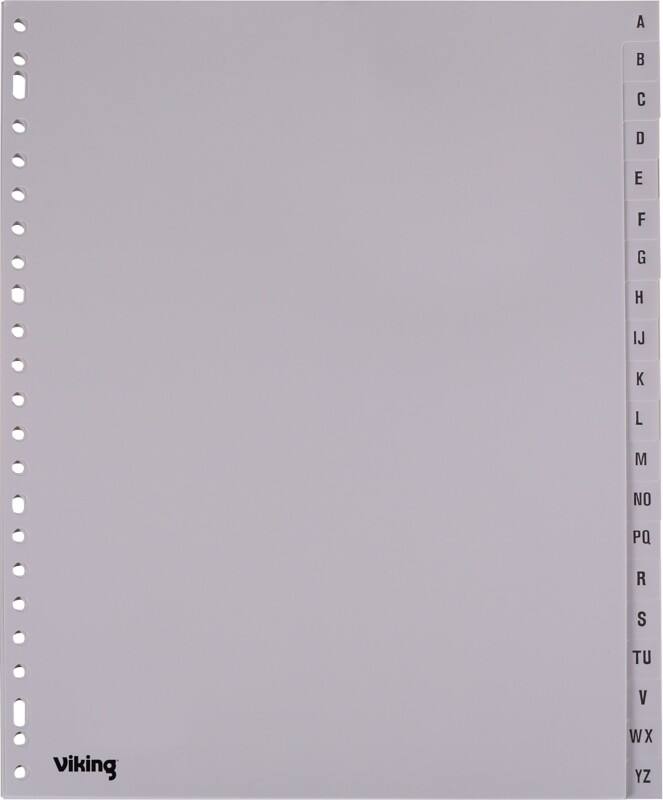 Viking A - Z Alfabetische tabbladen A4 Grijs 20 tabs PP (Polypropeen) 23 Gaten 400195035