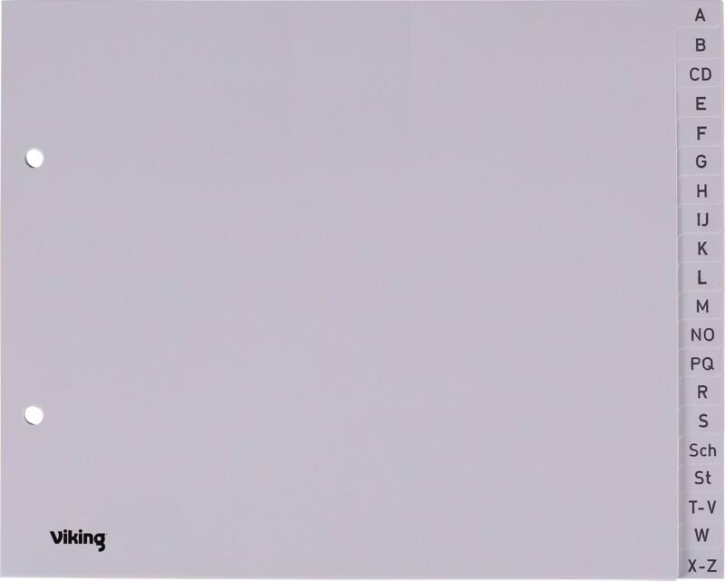 Viking A - Z Alfabetische tabbladen A4 Grijs 20 tabs PP (polypropeen) 2 Gaten 400194965