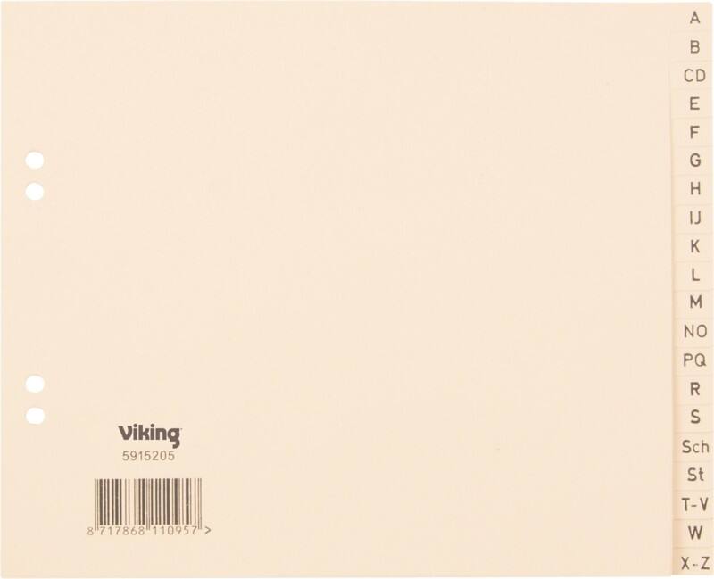 Viking Standard A - Z Alfabetische tabbladen 100% Gerecycled A4 Vaalgeel 20 tabs 100 g/m² Papier 4 Gaten