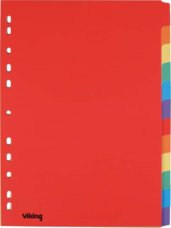 Viking Standard Blanco tabbladen A4 Kleurenassortiment 12 tabs 175 g/m² Manila 11 Gaten 12 Vellen
