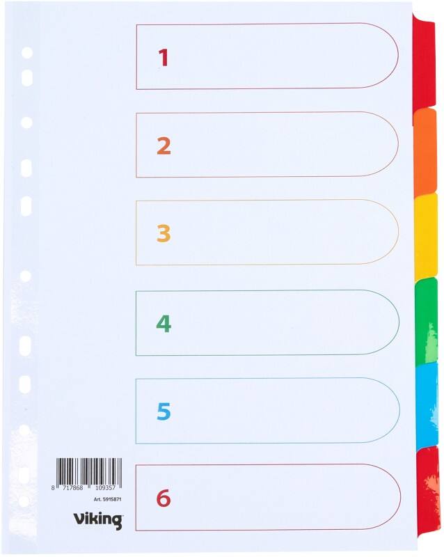 Intercalaires vierges Mylar Vierge Viking A4 Assortiment 6 intercalaires Carton 11 Perforations 28090 6 Feuilles