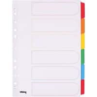 Office Depot Blanco Tabbladen A4 Kleurenassortiment 6 tabs Karton Rechthoekig 11 Gaten 28090 6 Vellen