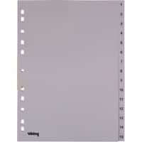 Office Depot Numerieke tabbladen A4 Grijs 15 tabs 11-gaats polypropyleen 1 tot 15