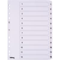 Viking Tabbladen A4 Wit 12 tabs 11-gaats mylar-gecoat karton 1 tot 12