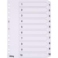 Office Depot Tabbladen A4 Wit 10 tabs 11-gaats mylar-gecoat karton 1 tot 10