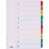 Office Depot Tabbladen A4 Kleurenassortiment 10 tabs 11-gaats mylar-gecoat karton 1 tot 10
