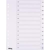 Intercalaires Jan - Dec Viking A4 Blanc 12 intercalaires PP (Polypropylène) 11 Perforations Mensuel