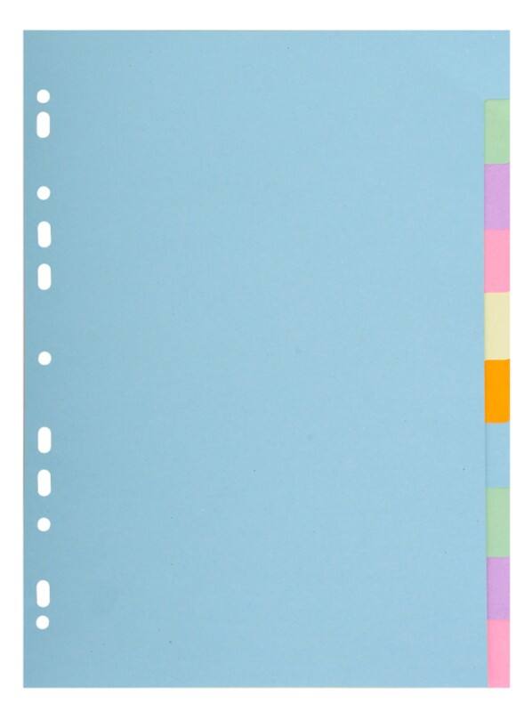 Exacompta Blanco Blanco tabbladen 100% Gerecycled A4 Kleurenassortiment 10 tabs Karton 11 Gaten 1610E