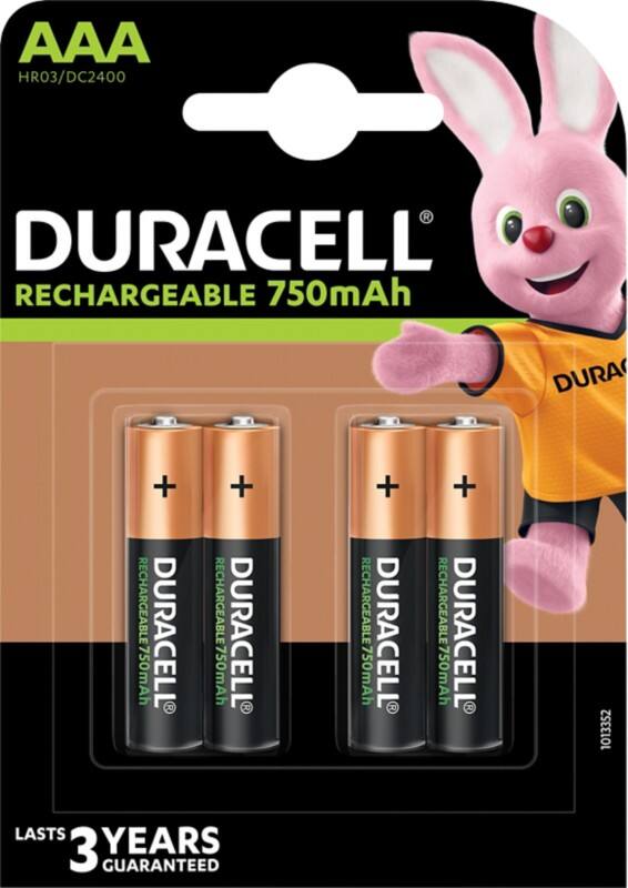 Duracell Batterij Rechargeable AAA 750 mAh Nikkel-metaalhydride (NiMH) 1.2 V 4 Stuks