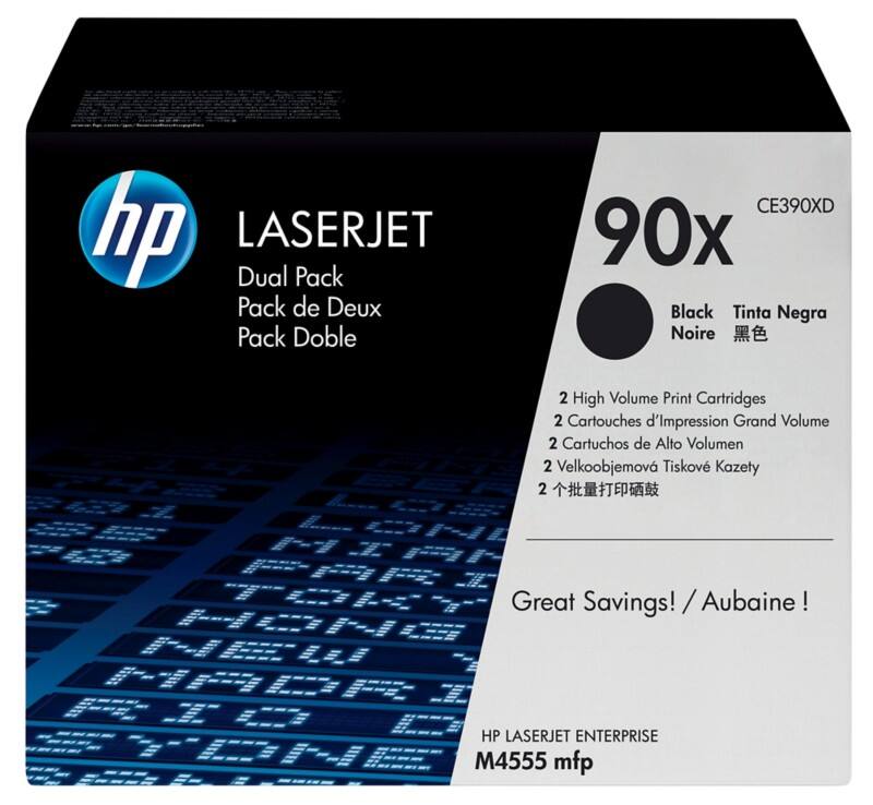 Toner HP D'origine 90X Noir CE390XD 2 Unités