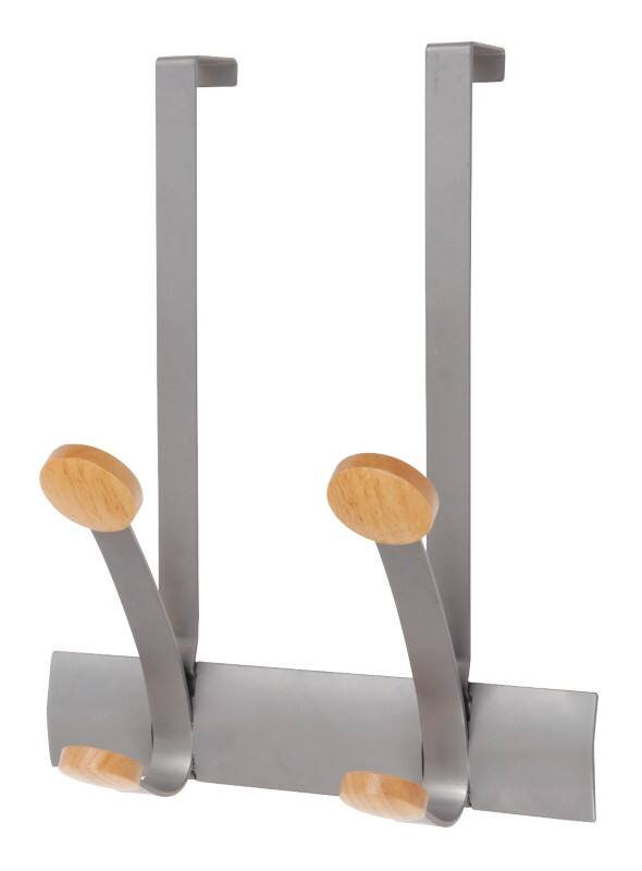 Portemanteau mural Alba PMV2P Bois, Métal Argenté