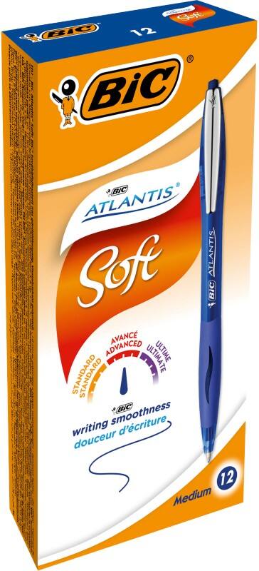 BIC Atlantis Soft Balpen Blauw 0,4 mm Medium Balpen Navulbaar 12 Stuks