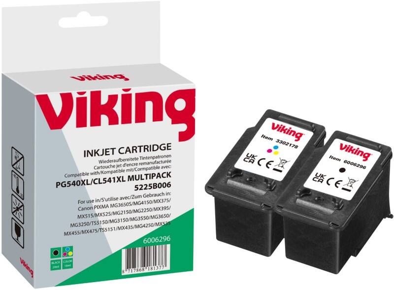 Viking PG-540XL / CL-541XL compatibele Canon inktcartridge zwart, cyaan, magenta geel multipak 2 stuks