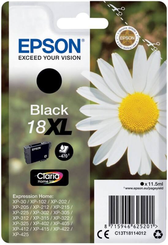 Epson 18XL Origineel Inktcartridge C13T18114012 Zwart