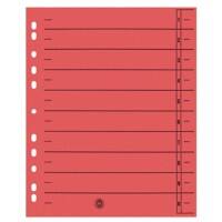 niceday 1 tot 10 Scheidingsvellen A4 extra breed Rood 10-delig Karton Rechthoekig 11 gaten 100 stuks