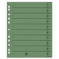 Intercalaires rectangulaires Niceday 1-10 A4 Extra large Carton 11 Trous Vert 100 Unités