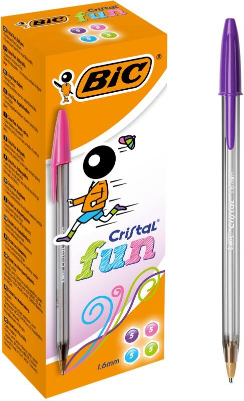 BIC Cristal Fun Balpen Kleurenassortiment 0,6 mm Breed Balpen 20 Stuks