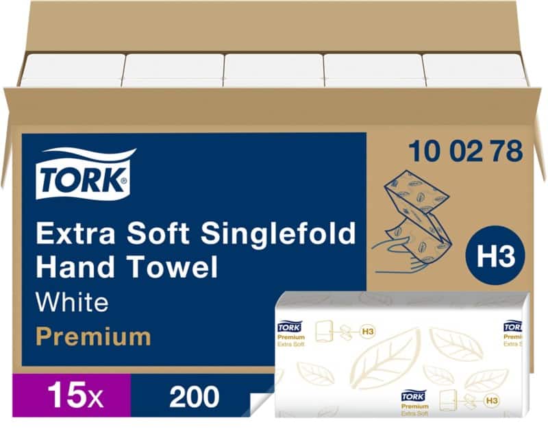 Tork Premium  Handdoek H3 V-vouw Wit 2-laags 100278 15 Stuks à 200 Vellen
