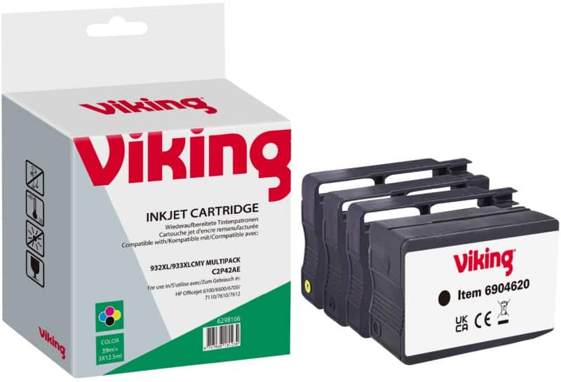 Viking 932XL / 933XL Compatibel HP Inktcartridge CN053A/CN054A Zwart, cyaan, magenta, geel Multipak  4 Stuks