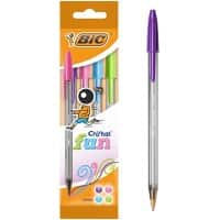 BIC Cristal Fun Balpen Kleurenassortiment Breed 0,6 mm Niet navulbaar 4 Stuks