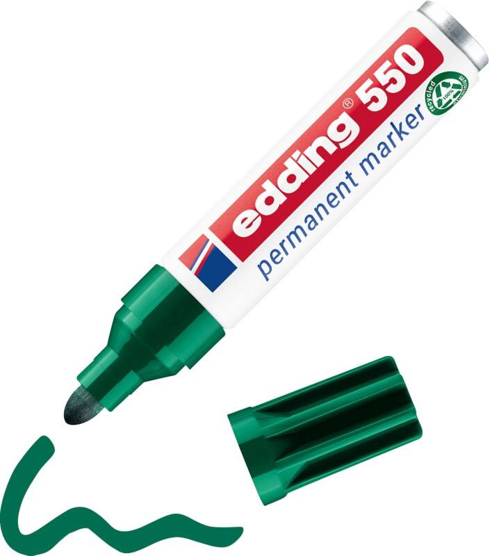 edding 550 Permanentmarker 100% Gerecycled Breed Ronde punt 3 - 4 mm Groen Navulbaar Waterbestendig