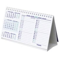 Calendrier de bureau Brepols Table Top Calendar 2026 3 Mois par page Allemand, Français, Anglais, Néerlandais 12,5 (L) x 0,3 (P) x 21 (H) cm Blanc
