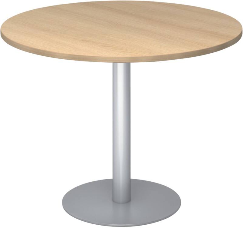 Table ronde Hammerbacher STF10 Chêne Mélaminé Argenté 1000 x 745 mm