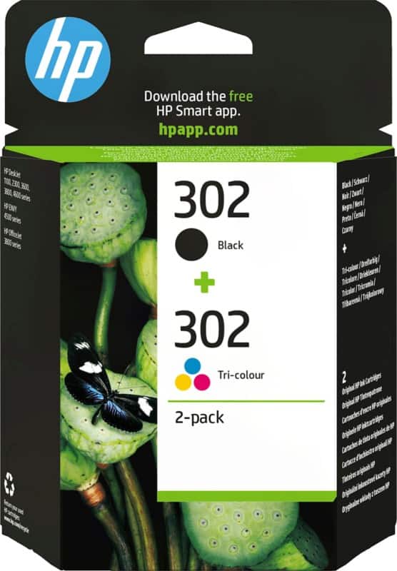 HP 302 originele inktcartridge X4D37AE zwart, cyaan, magenta, geel duopak 2 stuks
