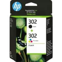 HP 302 originele inktcartridge X4D37AE zwart, cyaan, magenta, geel duopak 2 stuks