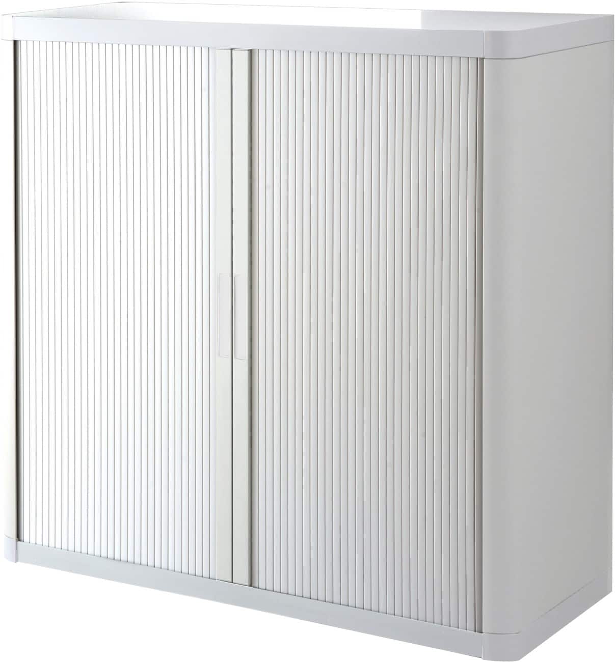 Armoire à portes rideaux Paperflow Acier, PS (Polystyrène) 2 étagères Verrouillable 1100 x 415 x 1040 mm Blanc