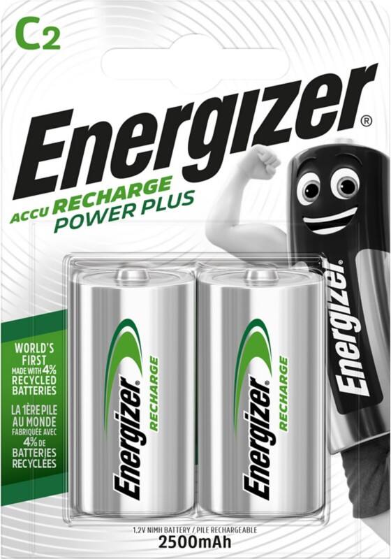 Piles rechargeables Energizer Power Plus C HR14 2500mAh NiMH 1,2V 2 Unités