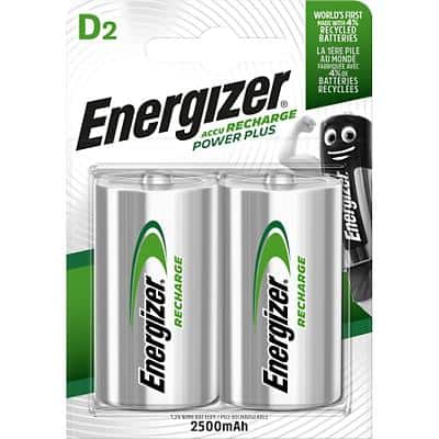 Energizer Batterij Power Plus D 2500 mAh Nikkel-metaalhydride (NiMH) 1.2 V 2 Stuks