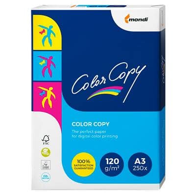 Papier Color Copy Mondi A3 120 g/m² Lisse Blanc 250 Feuilles