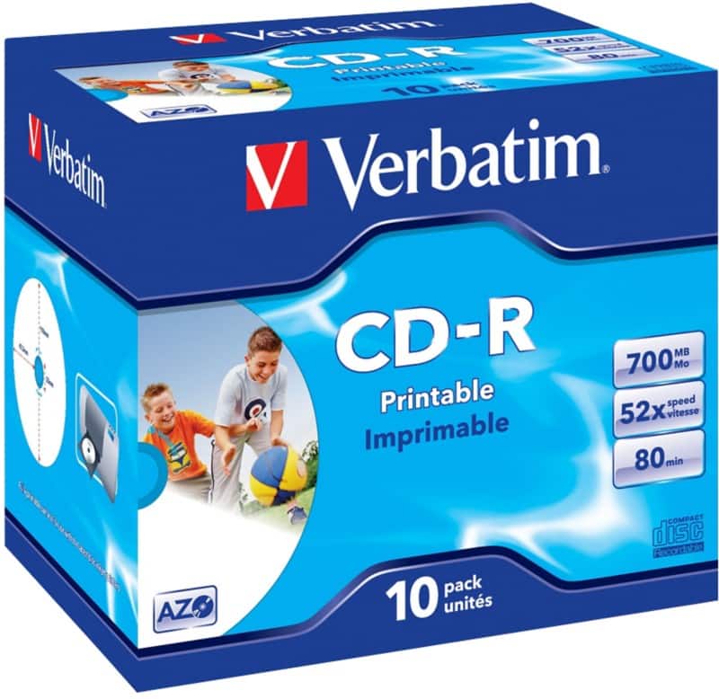 Verbatim Printable CD-R 52x 700 MB - 80 min Jewelcase 10 Stuks